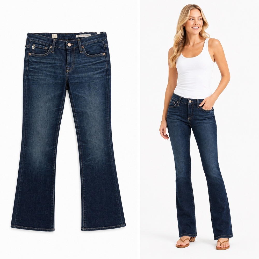 AG Jeans Bootcut Womens 26 Blue Angel Dark‎ Wash Mid Rise Denim Slim Fit Pants